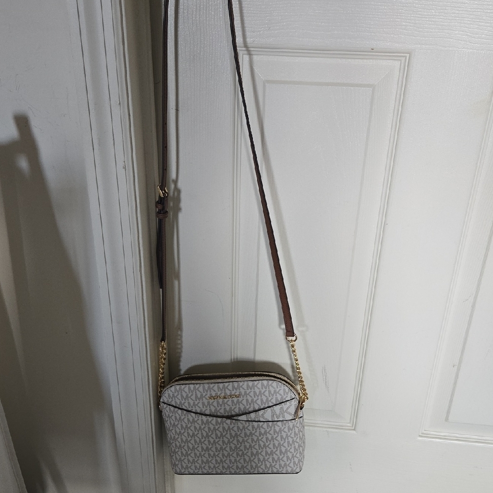 Michael Kors Gray Crossbody Bag with Monogram Design